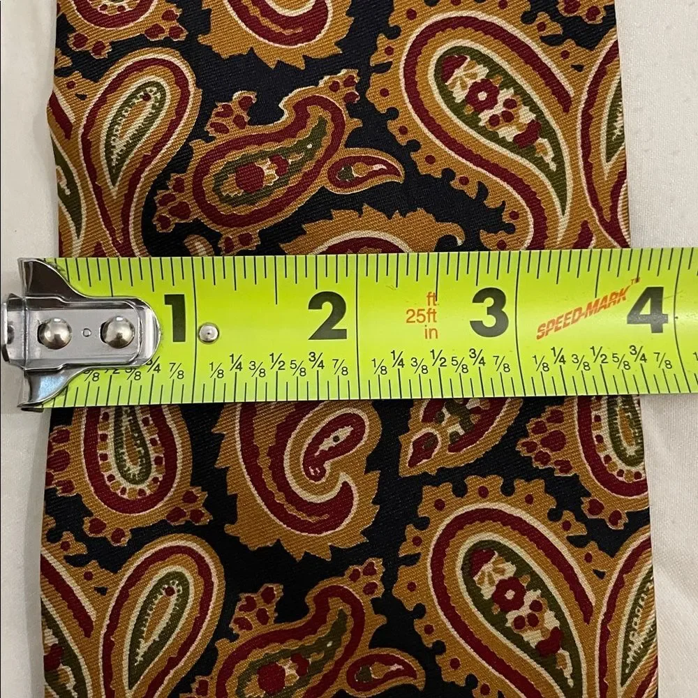 J. Crew Gold Paisley Silk Tie Made by Hand in USA Preppy Career Party